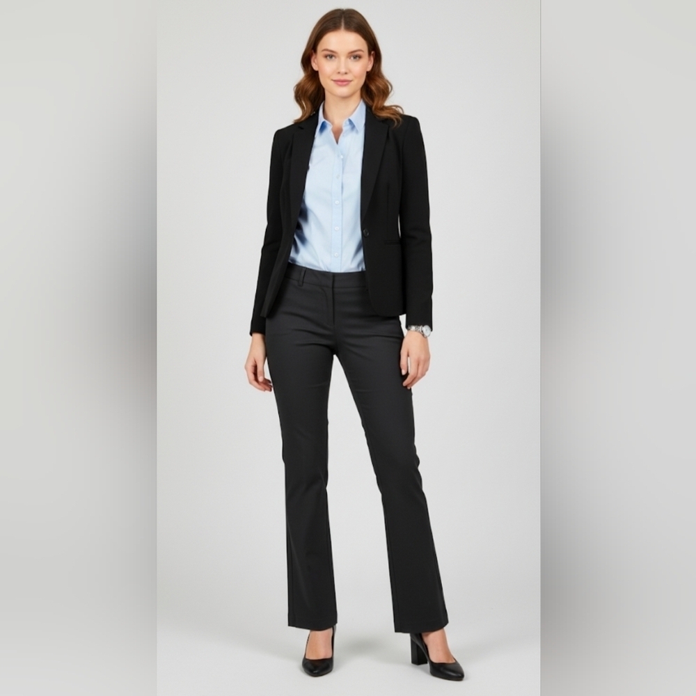 Kenneth Cole Kayla Wide Leg Dress Pant Flat Front Black Size 8 - Picture 1 of 11